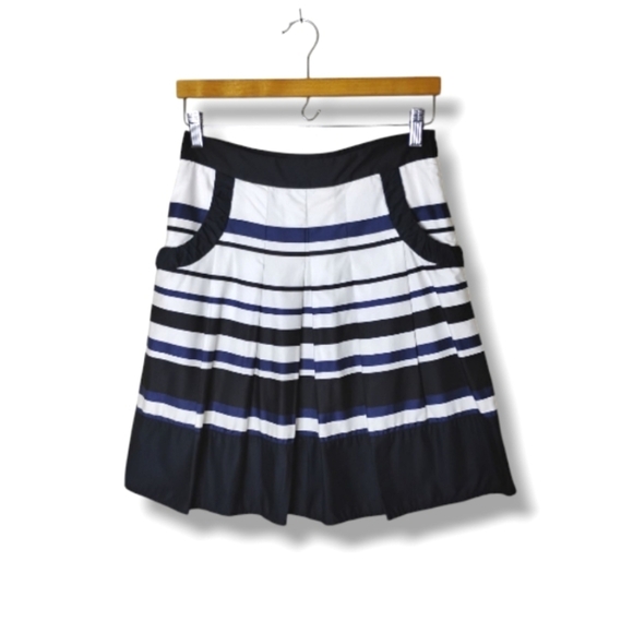 Ann Taylor A-Line Skirt 2 Collegiate Preppy Striped Cotton Old Money Aesthetic - Picture 2 of 10